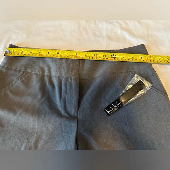 Nicole Miller NY Pants sz 8 Gray Flat Front Pockets Wide Leg Capri - Picture 13 of 16